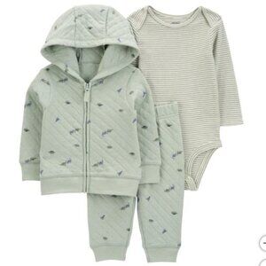 Carter's Baby 3-piece Hoodie Set Brand New, Green 3 month